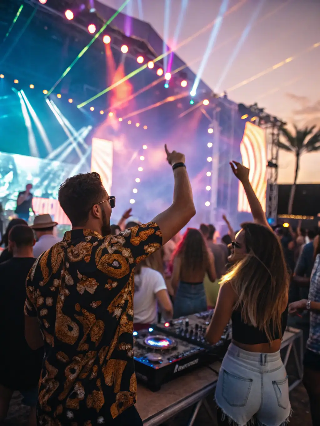 A photograph capturing a group of diverse community members participating in a lively outdoor music event organized by CLUB ST JO, showcasing the vibrant atmosphere and community spirit.